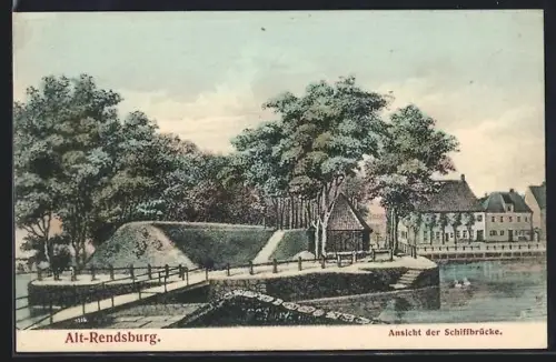 AK Rendsburg, Ansicht der Schiffbrücke in Alt-Rendsburg