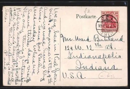 AK Kiel, Seebadeanstalt, Strandpromenade mit Blick auf den Kriegshafen