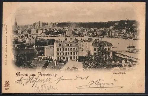 AK Flensburg, Panorama der Stadt