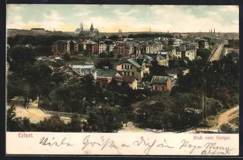 AK Erfurt, Blick vom Steiger auf die Stadt