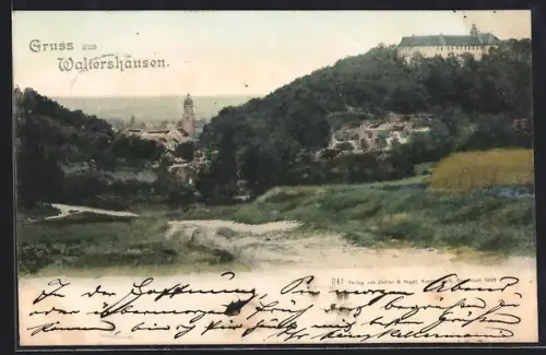 AK Waltershausen / Thüringen, Panorama des Ortes mit Umgebung