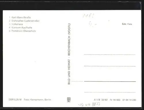 AK Leegebruch /Oranienburg, Karl-Marx-Strasse, Eichenallee, Volkshaus, Konsum-Kaufhalle, Oberschule