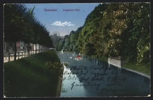 AK Berlin-Spandau, Augusta-Ufer mit Waldpartie