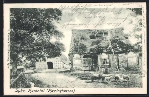 AK Syke /Hachetal, Ansicht einer kaputten Scheune