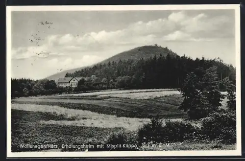 AK Wolfshagen /Harz, Erholungsheim mit Misplit-Klippe