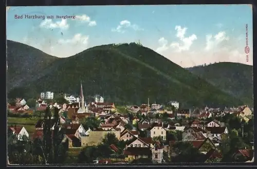 AK Bad Harzburg, Blick über den Ort auf den Burgberg