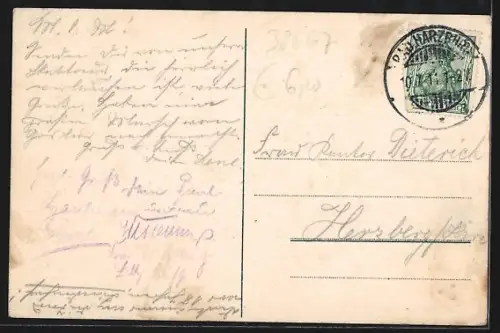 AK Bad Harzburg, Blick über den Ort auf den Burgberg