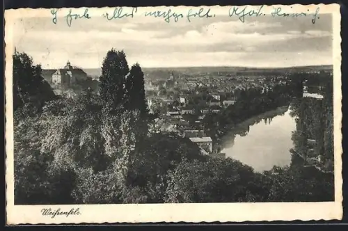 AK Weissenfels, Stadtansicht mit Flusspartie