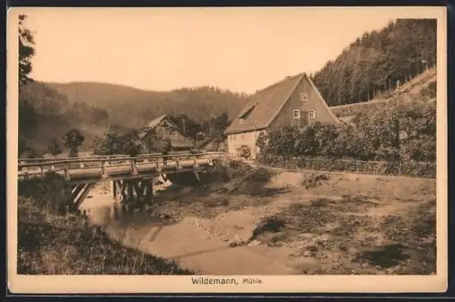 AK Wildemann, Mühle mit Holzbrücke