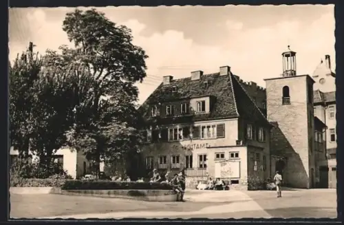AK Ranis /Pössneck, Postamt mit Strassenpartie