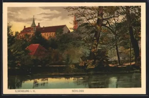 AK Ilsenburg i. H., Schloss vom Wasser aus gesehen