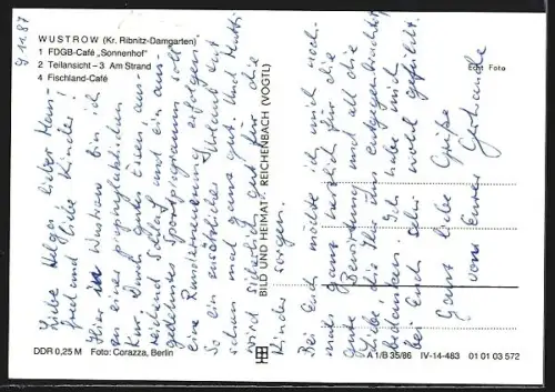 AK Wustrow /Ribnitz-Damgarten, FDGB-Café Sonnenhof, Strand, Fischland-Café