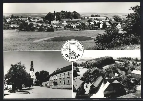 AK Kirschkau, 650 Jahre Kirschkau 1985, Ortsansicht mit Kirche