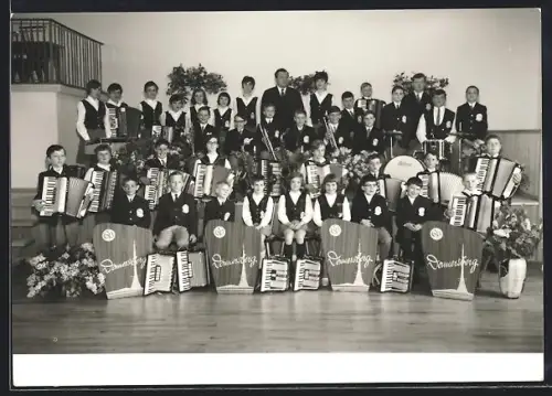 Foto-AK Kirchheimbolanden, Kinder-Orchester Donnersberg, Akkordeon, Trompete, Trommel