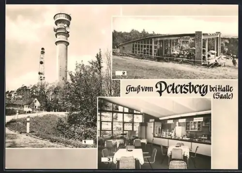 AK Halle /Saale, Petersberg, Gasthaus am Fernsehturm, Fernseh-Aussichtsturm