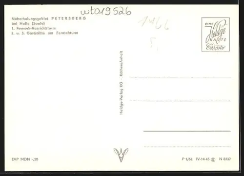 AK Halle /Saale, Petersberg, Gasthaus am Fernsehturm, Fernseh-Aussichtsturm