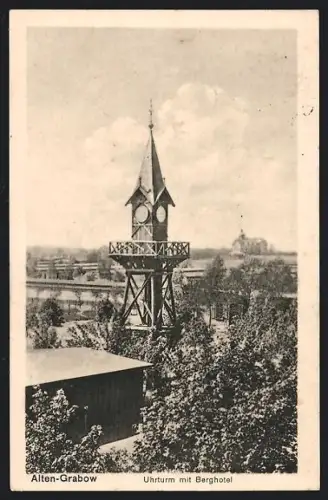 AK Alten-Grabow, Uhrturm mit Berghotel