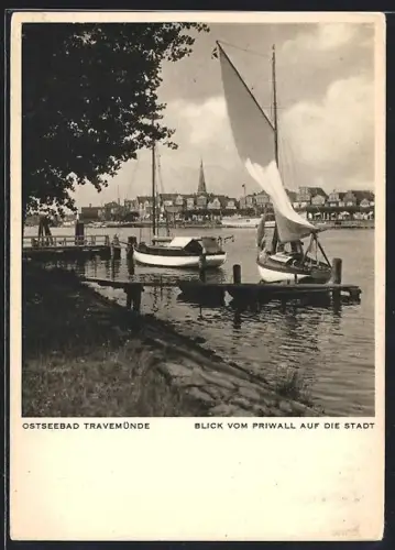 AK Travemünde, Blick vom Priwall auf die Stadt