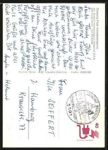 AK Langelsheim, Camping-Platz Innerstetalsperre, Inh. Berghof Innerstetalsperre Wöstefeld O.H.G.