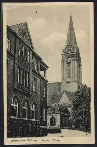 AK Neumünster /Holstein, Blick auf die Anschar-Kirche