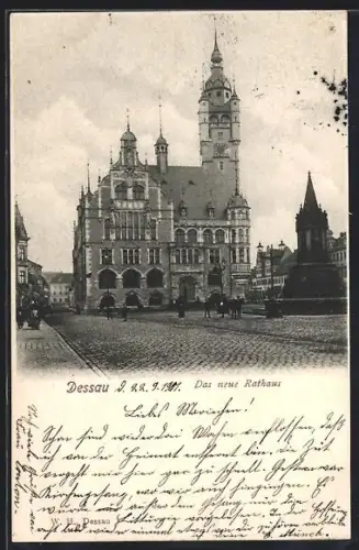 AK Dessau, Das neue Rathaus mit Umgebung