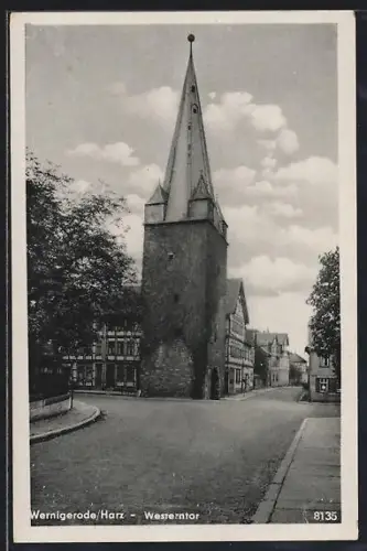 AK Wernigerode /Harz, Strassenpartie am Westerntor