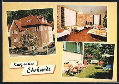 AK Bad Lauterberg /Harz, Kurpension Ehrhardt, Ahnstrasse 16, Aussen- und Innenansicht