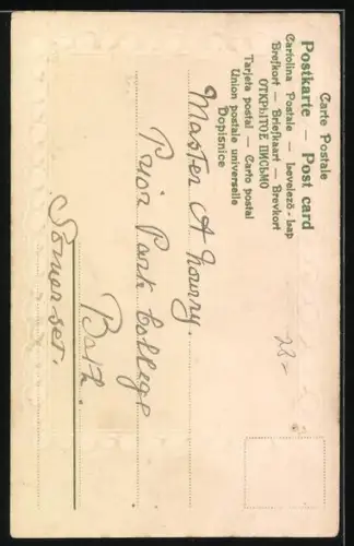 Lithographie Verirrt..., Schutzengel mit Kind im dunklen Wald