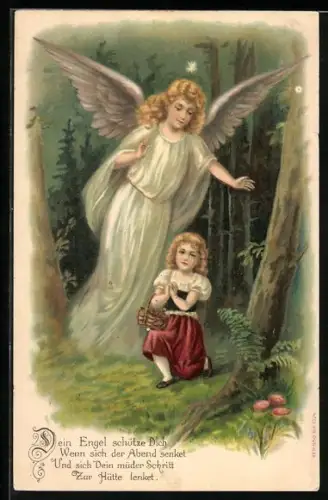 AK Schutzengel bewacht Mädchen nachts im Wald