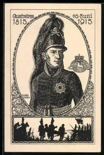 AK Quatre-Bras, Friedrich Wilhelm von Braunschweig, Befreiungskrieg, 16.Juni 1815