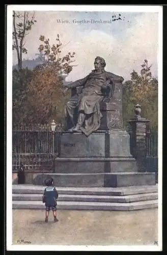 Künstler-AK R. Preuss: Wien, Goethe-Denkmal