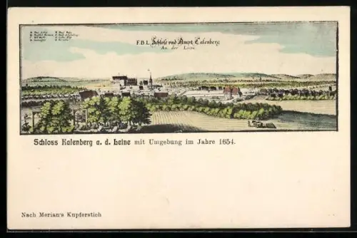 Künstler-AK Pattensen / Leine, Schloss Calenberg, im Jahre 1654 nach Merian