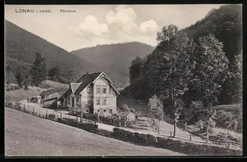 AK Lonau i. Harz, Blick zur Försterei