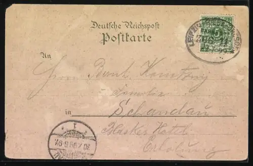 Lithographie Leipzig, Sieges-Denkmal, Rathaus, Börse