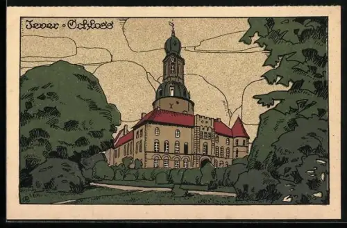 Steindruck-AK Jever, Schloss