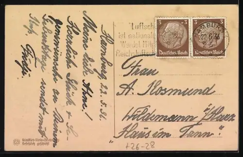 Steindruck-AK Stade, Insel-Haus