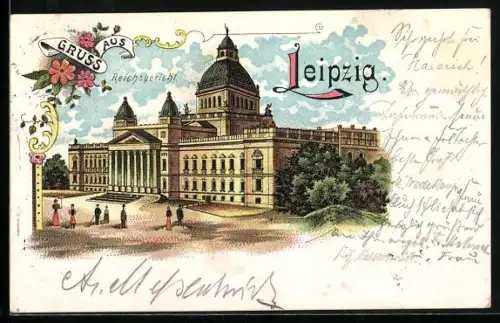Lithographie Leipzig, Partie am Reichsgericht