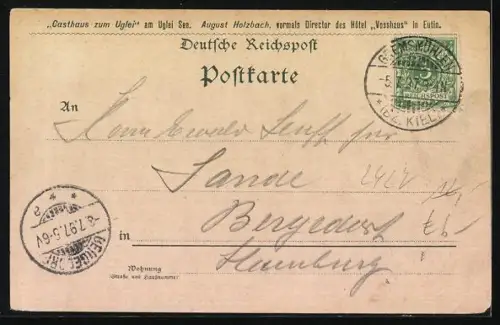 Lithographie Uglei, Gasthaus zum Uglei, Inh. August Holzbach, Angelbrücke