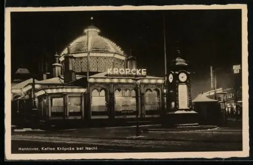 AK Hannover, Kaffee Kröpcke bei Nacht