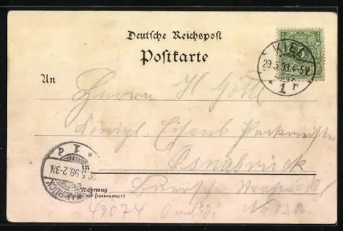 Lithographie Osnabrück, 3. Krieger-Waisen-, Renthe-Fink Haus