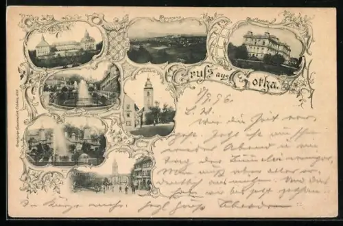 AK Gotha, Schloss Friedenstein, Schlossberg, Markt, Neumarkt, Museum