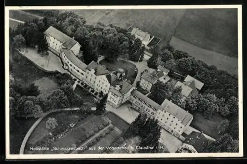 AK Clausthal i. H., Heilstätte Schwarzenbach aus der Vogelschau