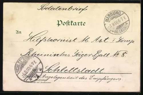 Lithographie Marburg, Stadtansicht mit Schloss und Lahn