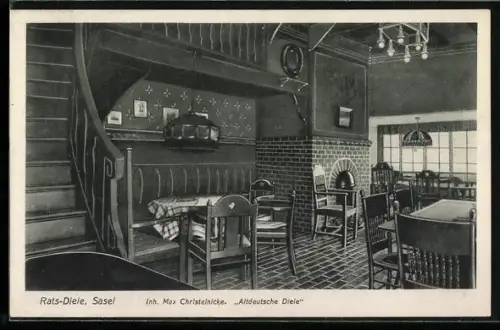 AK Hamburg-Sasel, Gasthaus Rats-Diele, Inh. Max Christelnicke, Innenansicht Altdeutsche Diele