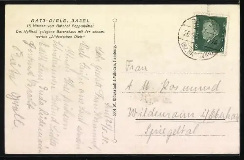 AK Hamburg-Sasel, Gasthaus Rats-Diele, Inh. Max Christelnicke, Innenansicht Altdeutsche Diele