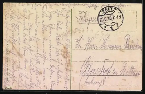 AK Zeitz, Wendischer Berg, Strassenansicht, Wohnhäuser, Fussgänger