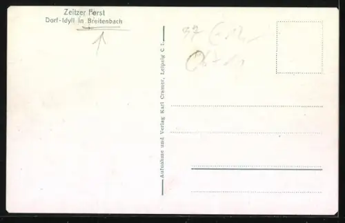 AK Breitenbach / Zeitz, Bauernhäuser, Gänse, ländliche Strasse