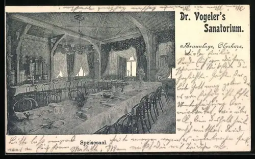 AK Braunlage, Dr. Vogeler`s Sanatorium, Speisesaal