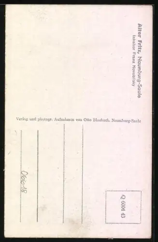 AK Naumburg /Saale, Gasthaus Alter Fritz Inh. Fritz Novoblisky, Dom