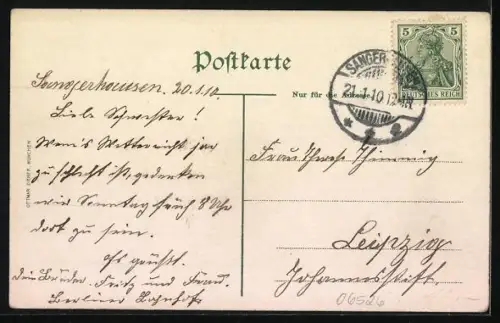 AK Sangerhausen, Kyffhäuserstr., Stadtparkteich, Schule, Eingang zum Stadtpark